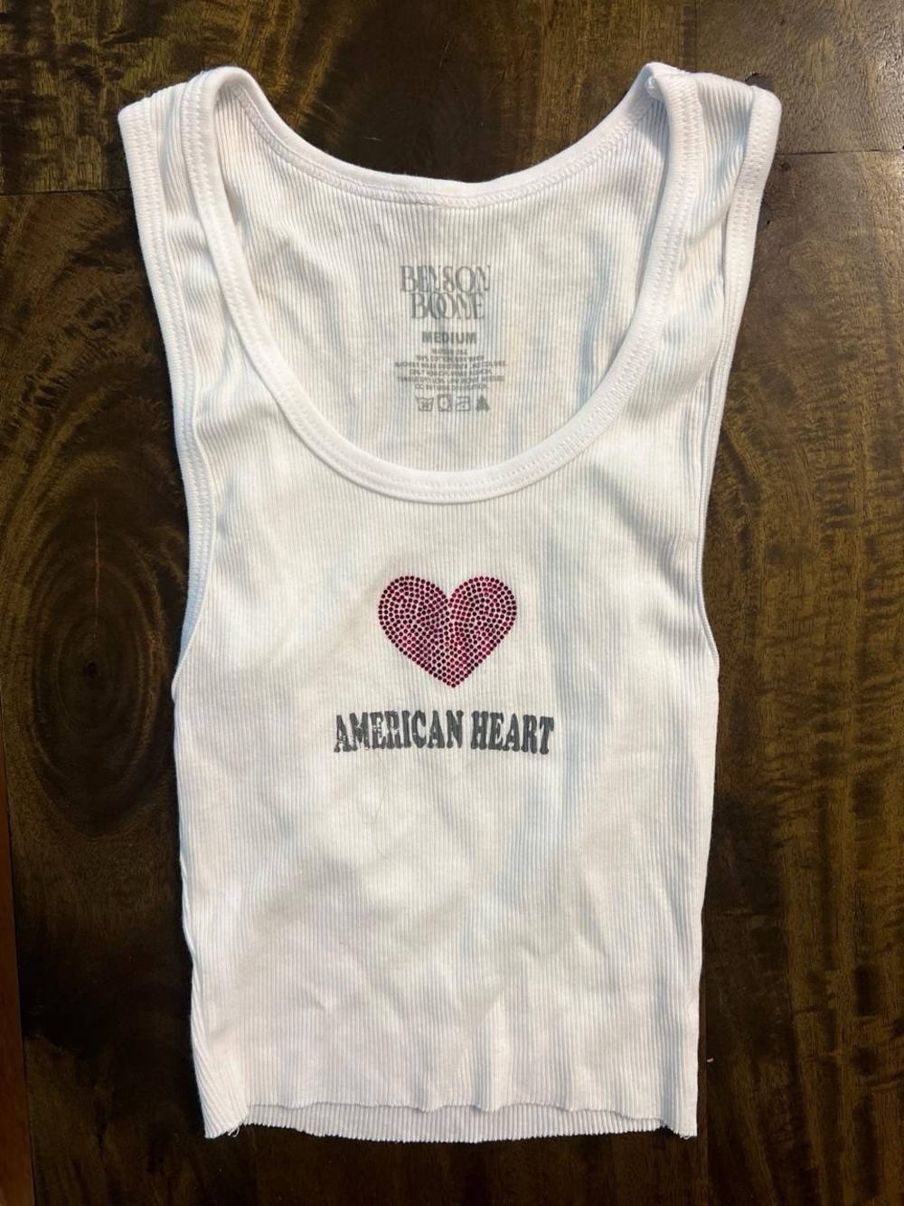 American Heart Rhinestone Tank, Medium (Benson Boone merch)